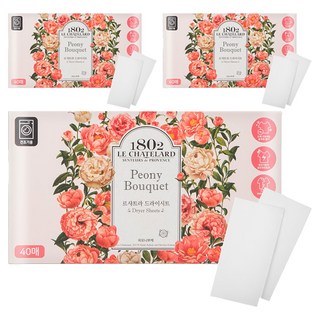 1802 LE CHATELARD 烘衣機用衣物柔軟香氛紙 牡丹花束 正裝, 40張, 3個