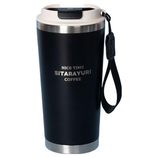 Sitarayuri 時光咖啡杯 磨砂咖啡杯 304不鏽鋼內膽, 黑色, 580ml, 1個