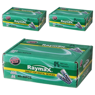 Raymax 鹼性電池 AAA 40顆 + AA 40顆, 3套