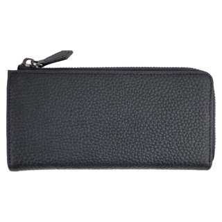 LIKEHOUSE 真皮頭層牛皮9卡位拉鍊長夾 錢包 - 男女通用, 黑色, 長 17.5 x 高 9.2 x 厚 2.3cm