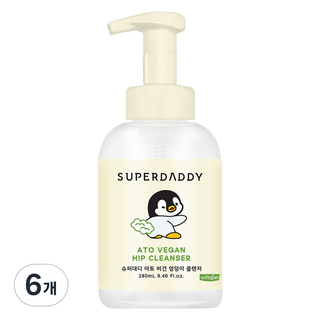 SUPER DADDY 異膚純素屁屁清潔露, 280ml, 6個