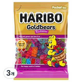 HARIBO 金熊趣味版軟糖, 80g, 3個