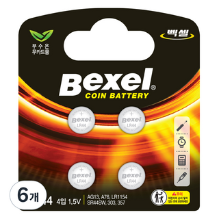 SM Bexel 鈕扣電池 LR44, 4入, 6個