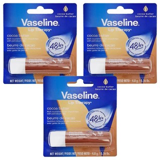 Vaseline 凡士林 護唇膏 可可脂 滋潤雙唇, 4.8g, 3支