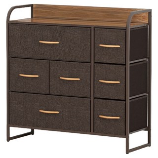 YOUFONE 日式麻布多樣式抽屜收納/衣物櫃, 深棕色, 7個