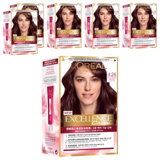L'OREAL PARiS 巴黎萊雅 Excellence Creme 優媚霜三重護髮染髮霜組 4.26 紫紅棕色, 6組