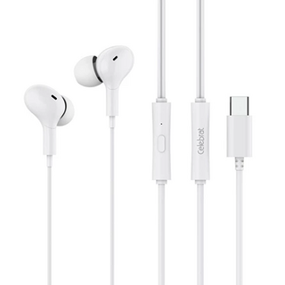 Celebrat TYPE-C 入耳式耳機 D13 120cm 無損音質 立體聲, 白色