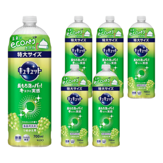 Kao 花王 Cucute 珂珂透 餐具洗碗精補充瓶 麝香 700ml, 6瓶