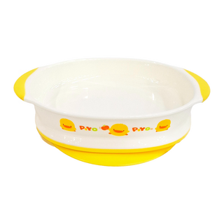 PiYOPiYO 黃色小鴨 雙色防滑雙餐盤 12X17X4公分 防滑吸盤設計, 1個