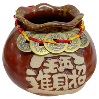 紅線蝴蝶結浪口聚寶盆, 12 x 8.8 x 5.5cm