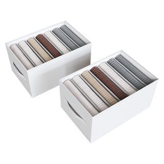 하비티 접이식 칸막이 의류 정리함 36x25x20cm, 화이트, 2개