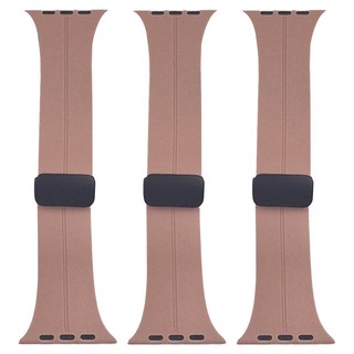 Apple Watch 矽膠磁吸可調式錶帶, 粉砂色, 3條