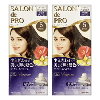 DARIYA 塔莉雅 SALON de PRO 沙龍級白髮專用快速染髮霜, 5 自然棕, 2盒