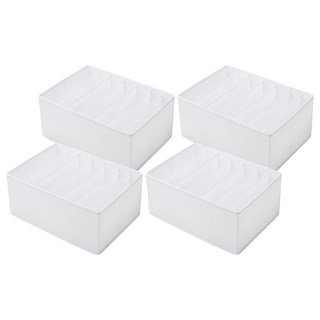 DOSell PVC 堅固分格透氣衣櫃整理盒套組, 4個, 白色