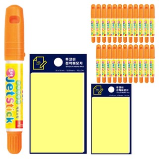 동아 고체형광펜 제트스틱 12p + 투코비 스티키 메모패드 세트, 주황(제트스틱), 노랑(포스트인), 2세트