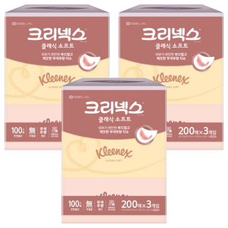 크리넥스 클래식 소프트 천연펄프 미용티슈 2겹, 200매, 9개