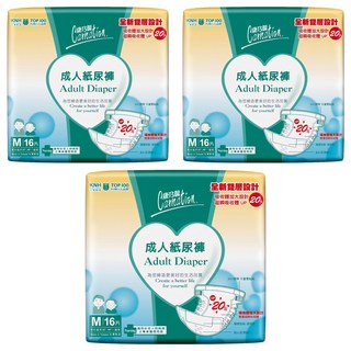 康乃馨 成人黏貼型紙尿褲 一般型, M, 16片, 3包