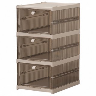 AOTTO 創意傢俱 免組裝一體式可疊加收納折疊鞋盒, 棕色, 1個