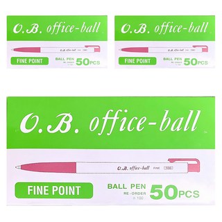 O.B. 歐布德 白桿自動原子筆 輕巧好寫讀書 便宜好攜帶, 紅色, 3盒