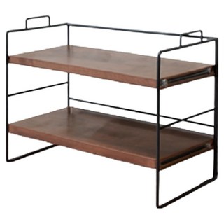 極簡桌面置物架 木紋貼皮 穩固高耐重 免工具組裝, 胡桃色, 2層