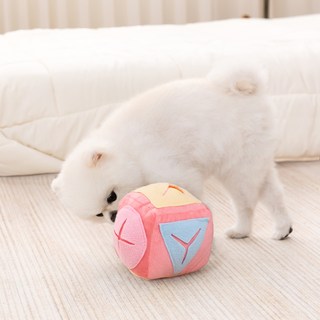레토지엠에스 강아지 노즈워크 큐브 볼 장난감, 핑크, 1개