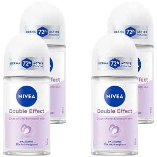 NIVEA 妮維雅 止汗爽身乳液 高效柔滑 滾珠瓶, 50ml, 4瓶