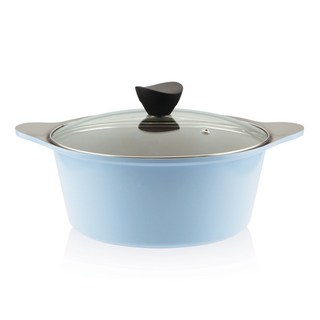 Kitchenwell Bellos系列陶瓷雙耳湯鍋+鍋蓋組, 藍色, 16cm, 1組