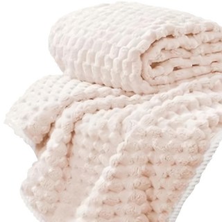 星紅織品 雲朵格子瞬吸絲絨浴巾-米色，70x140 公分，100%聚酯纖維, 1個