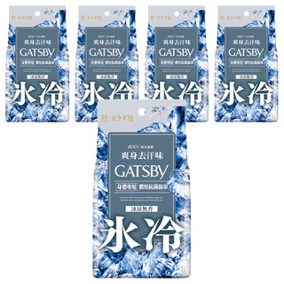 GATSBy 台灣公司貨 體用抗菌濕巾超值包 冰涼無香, 210g, 5包