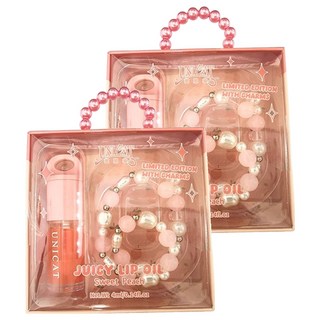 UNICAT 變臉貓 水光透潤玻璃唇油, 蜜桃, 4ml, 2個