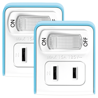 Kinyo 1切2座節能小壁插 2孔, 藍色, 2個