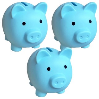 搪膠小豬存錢罐 尺寸10x7x9cm, 藍色, 3個