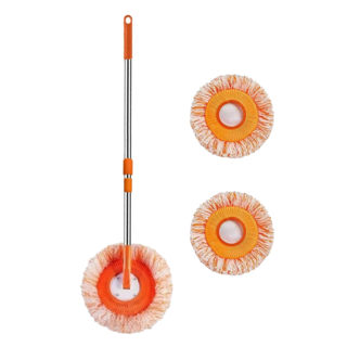 太陽花 乾濕兩用除塵拖把套裝 超細纖維 雪尼爾 不鏽鋼管 毛刷/直徑28cm 拖把x1+雪尼爾刷套x2, 1.8m, 1組