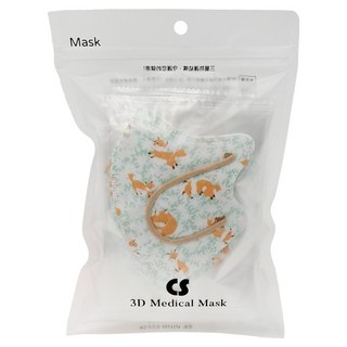 CS 凱馺國際 3D兒童立體醫用口罩 未滅菌 XS, 20片, 1袋, 狐狸夢境