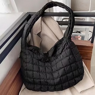 SCHÖN 大容量雲朵包, 側肩包 滌綸, 大, 黑色, 1個