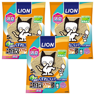 LION 獅王 除臭豆腐砂 5L 易溶於水 可沖馬桶, 3包