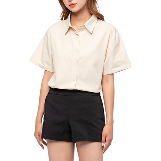 CARET 女款棉質短袖襯衫 - FREE SIZE