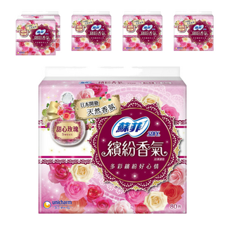 SOFY 蘇菲 繽紛香氣超薄護墊 甜心玫瑰, 14cm, 80片, 6包