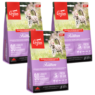 Orijen 歐睿健 台灣公司貨 幼貓 無穀配方 乾飼料, 野牧鮮雞, 340g, 1包, 鮮雞, 3袋