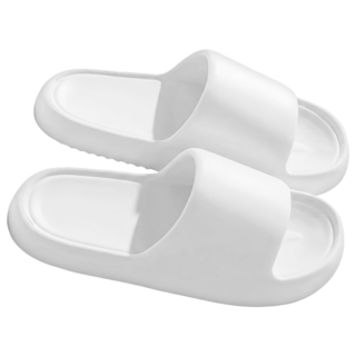 EVA踩屎感超厚休閒拖鞋 泡芙增高厚底柔軟防滑涼拖鞋, 36~37碼, 奶油白