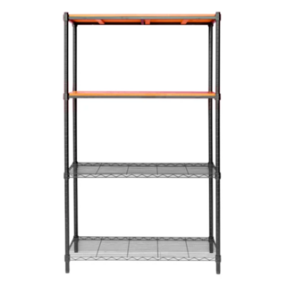 dayneeds 日需百備 松木烤漆層架 木板層架 收納層架 展示架 層架 鐵架, 黑框 + 柚木, 4層