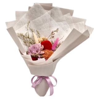 A-ONE 匯旺 焦糖紫索拉玫瑰花紅色大球花繡球花永生花束/乾燥花束 2組, X款彩色