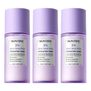 SKINTIFIC AHA BHA 去角質臉部化妝水, 80ml, 3瓶