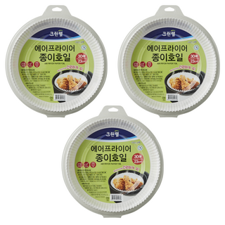 크린랩 에어프라이어 종이호일, 23cm, 30개입, 3개