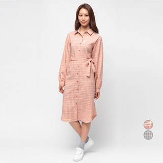 CARET 女性寬鬆版型格紋襯衫洋裝, 紅色格紋