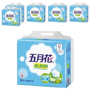 五月花 新柔韌抽取衛生紙 110張, 12包, 6袋