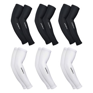 Aston Max 防紫外線無縫涼感袖套, 白色+黑色, 6組