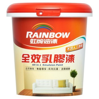 RAINBOW 虹牌油漆 全效乳膠漆 平光, 天然氣味 無毒環保 長效抗菌 塗膜細緻, 1公升(1L), 百合白, 1桶