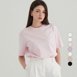 ELLE PARIS 여성용 통기성 베이직 라운드넥 반팔 티셔츠