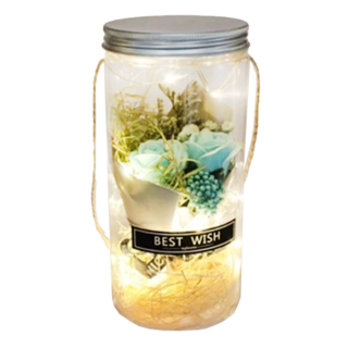 香皂花許願瓶 可提式 藍色 情人節/聖誕節/生日/畢業禮物, 直徑8 x 18cm